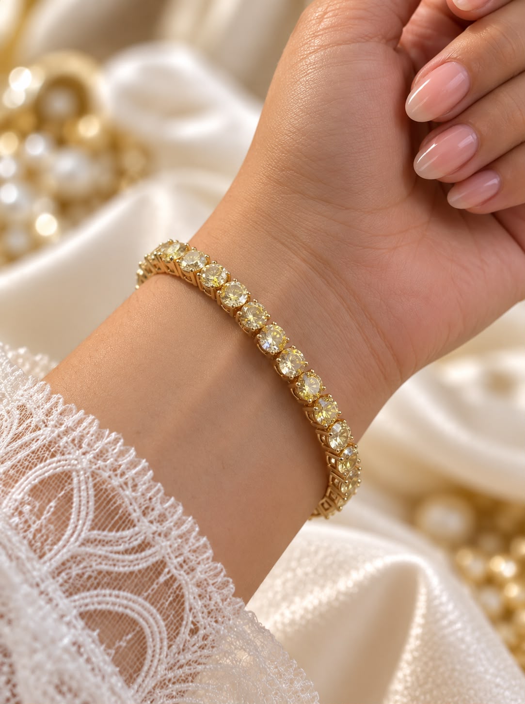 Gold Zircon Stone Bracelet