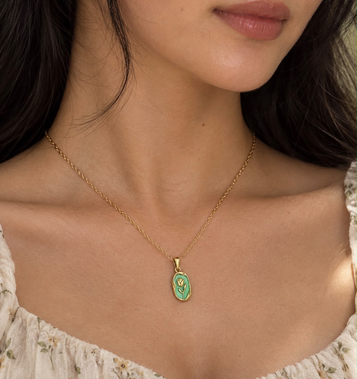 Necklace - Rose Flower Charm Pendant