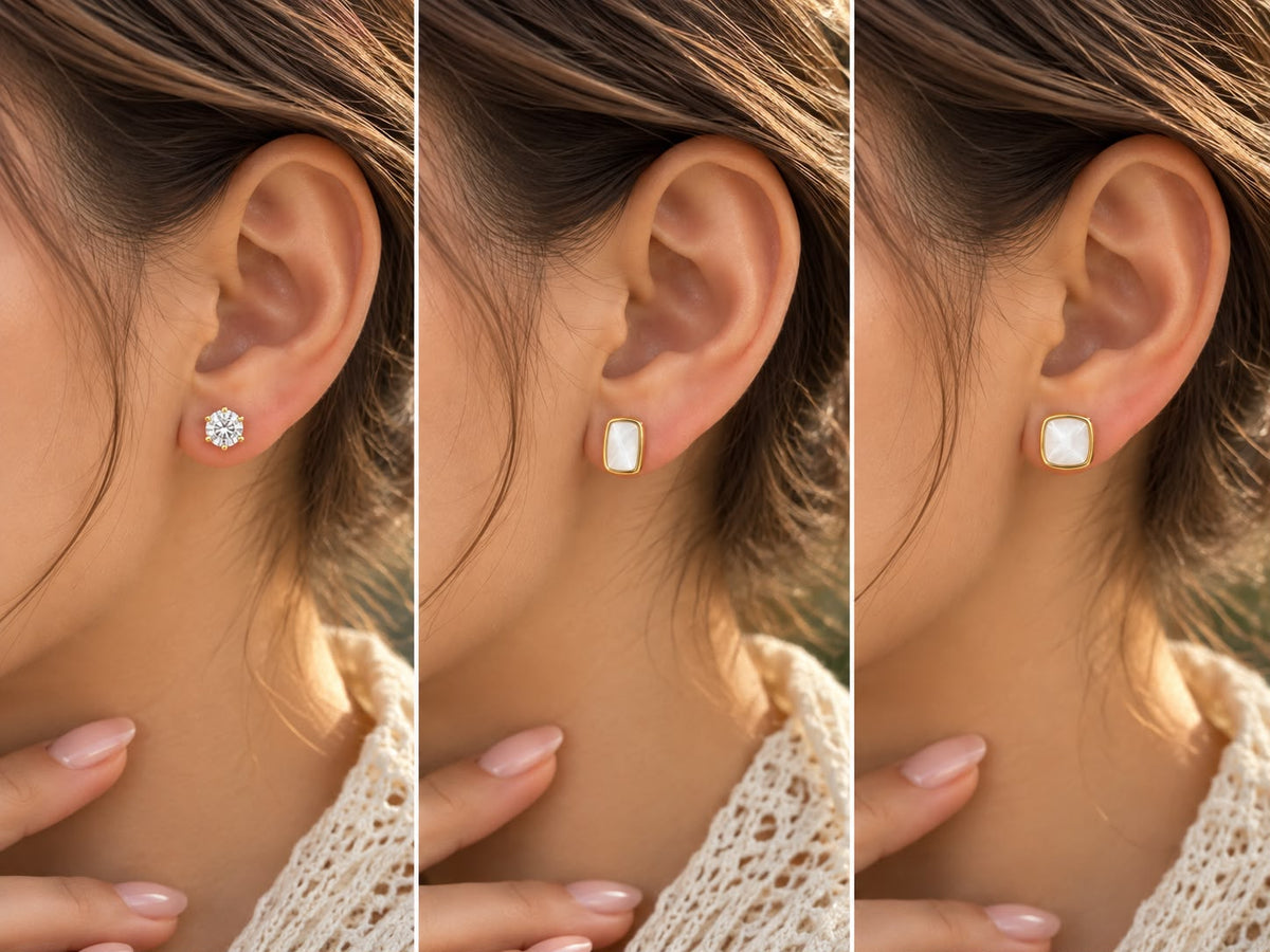 3 Piece White Stud Set